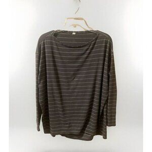 Lululemon Long Sleeve Tee Sz 20 Gray White Striped Top Shirt